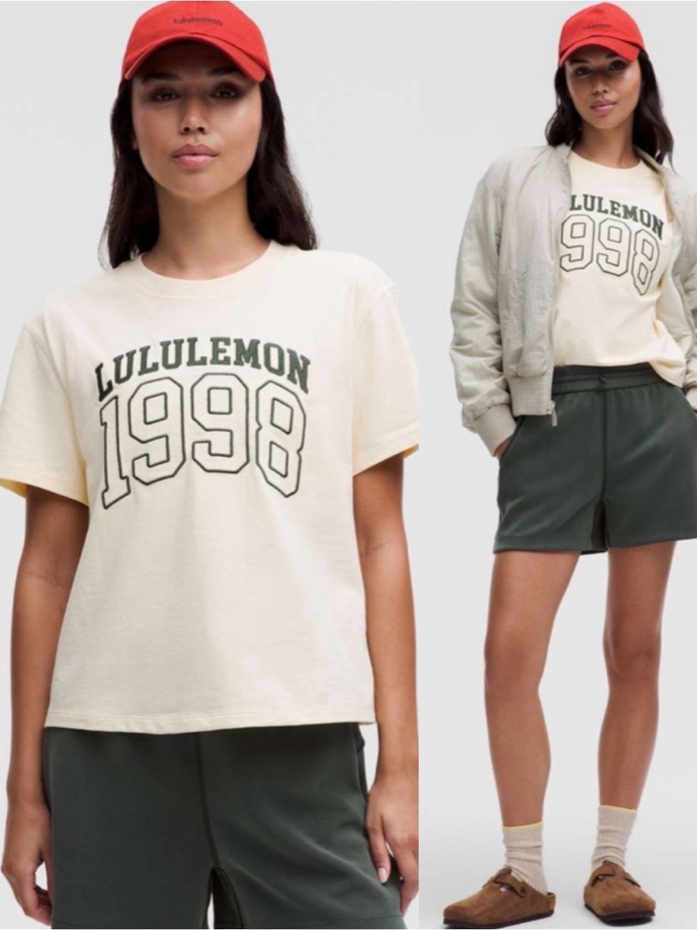 Lululemon Relaxed Fit Cotton Jersey Tee Graphic Butter Cream SZ 4